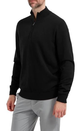 FootJoy Wool Blend Lined 1/2 Zip Herren Pullover, schwarz