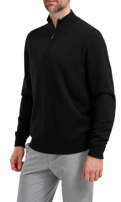 FootJoy Wool Blend Lined 1/2 Zip Herren Pullover, schwarz
