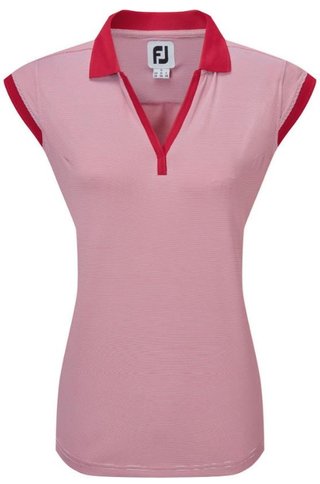 FootJoy End on End Striped Lisle sleeveless Damen Poloshirt, rot/weiss