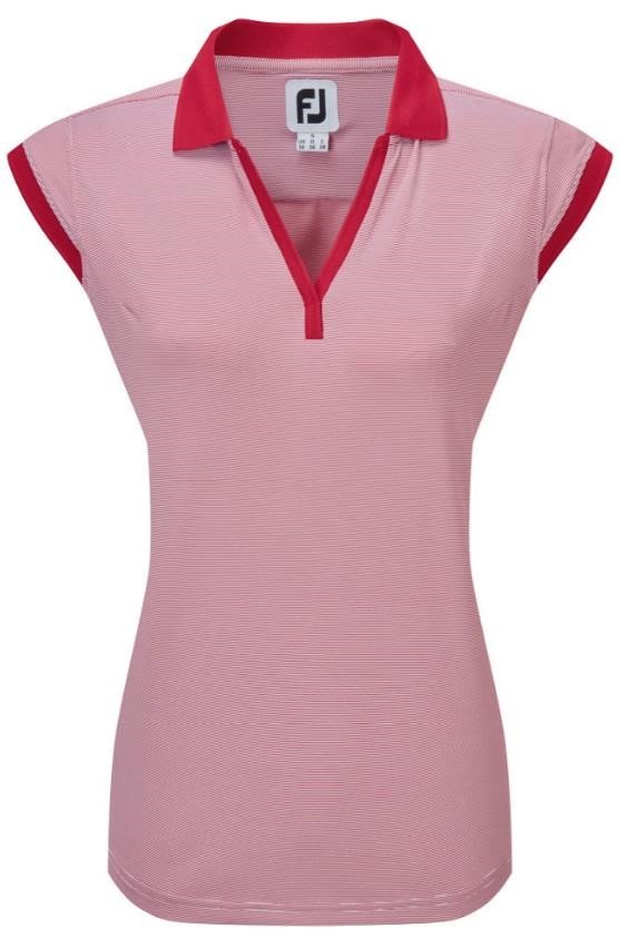 FootJoy End on End Striped Lisle sleeveless Damen Poloshirt, rot/weiss