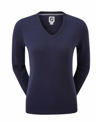 FootJoy Wool Blend V-Neck Damen Pullover, dunkelblau