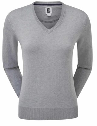 FootJoy Wool Blend V-Neck Damen Pullover, grau