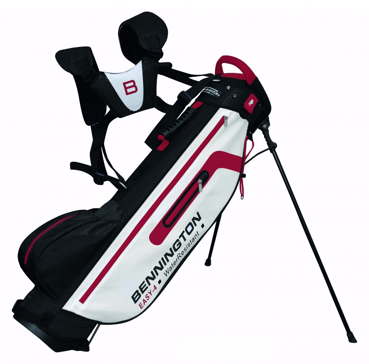 Bennington EASY 4 Water Resistant Stand Bag, Schwarz/Weiß/Rot