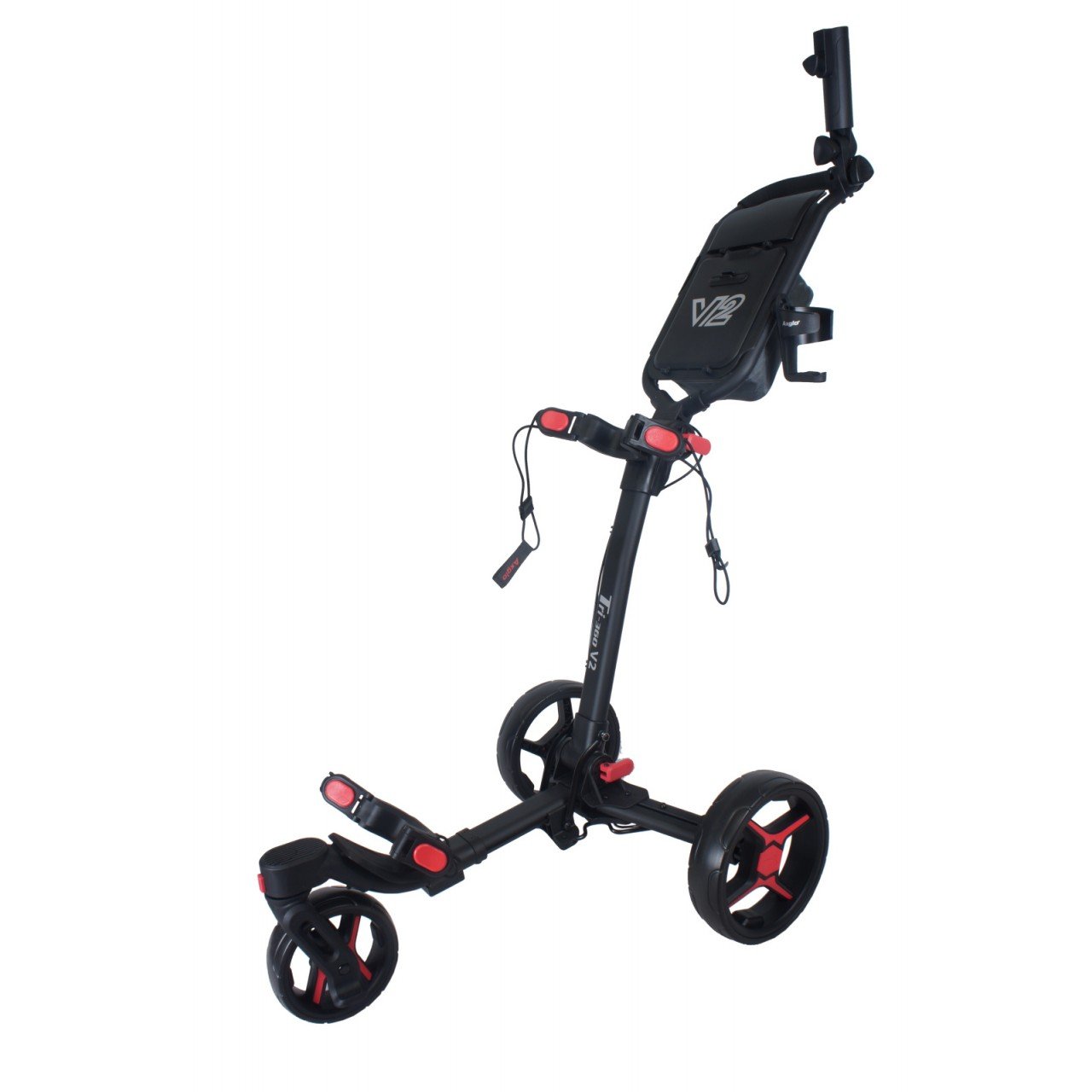 Axglo Tri-360 V2 Golf Trolley, schwarz/rot