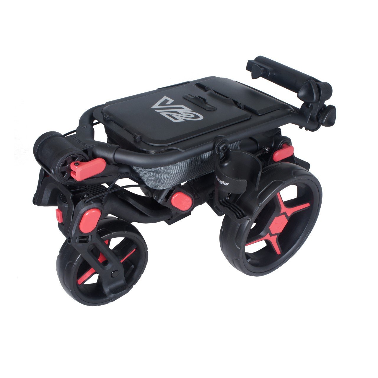 Axglo Tri-360 V2 Golf Trolley, schwarz/rot