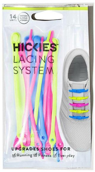 Hickies (14ks) - barevné/neon elastische Schnürsenkel, Neon Multi