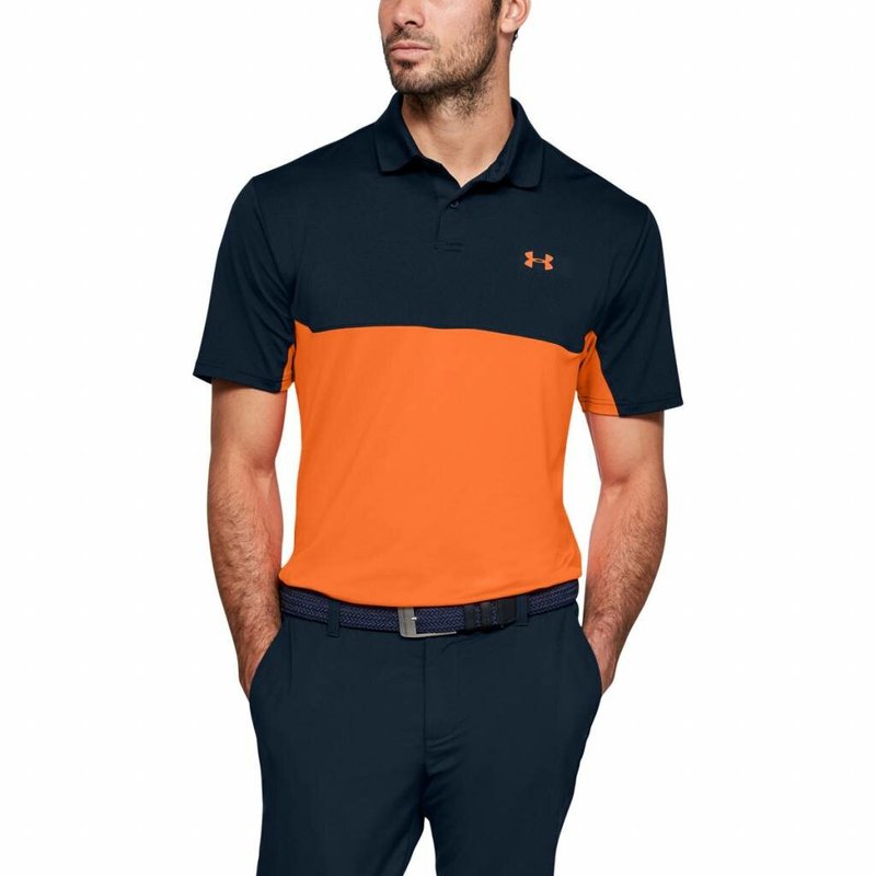 Under Armour Performance 2.0 Colourblock Herren Poloshirt, academy/orange
