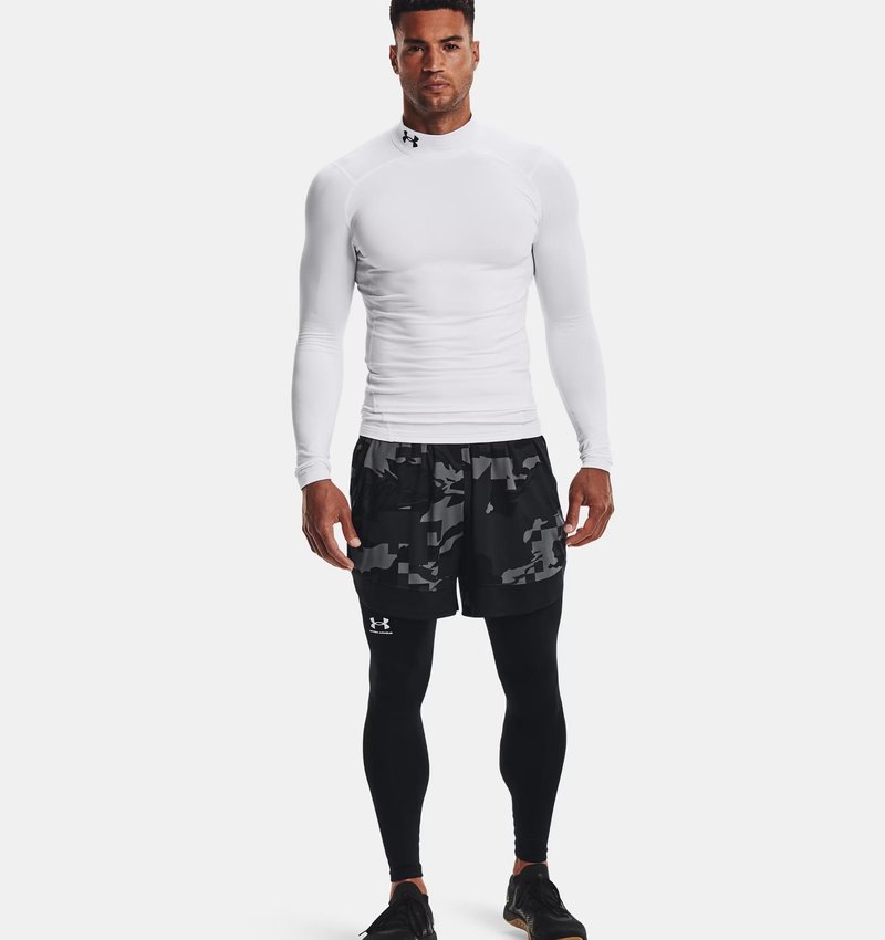 Under Armour ColdGear® Compression Mock Herren Winterkompressionsshirt, weiss