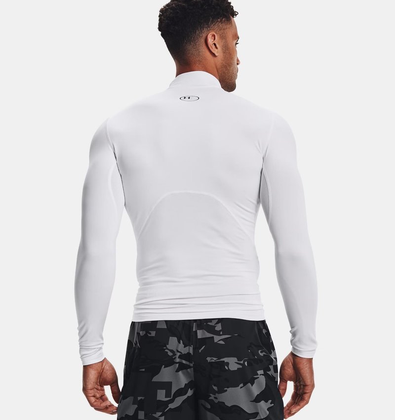 Under Armour ColdGear® Compression Mock Herren Winterkompressionsshirt, weiss
