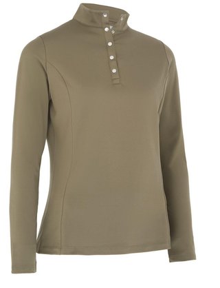 Callaway Thermal Longsleeve Fleece Back Jersey Damen Poloshirt, industrial green