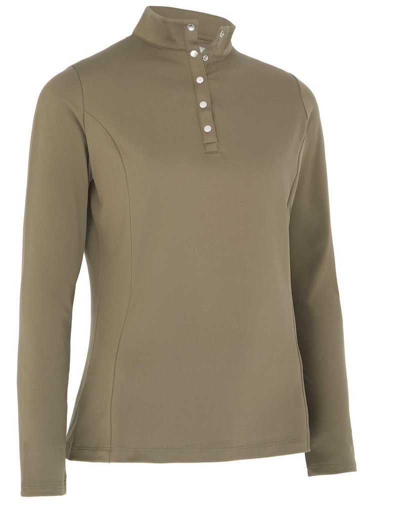 Callaway Thermal Longsleeve Fleece Back Jersey Damen Poloshirt, industrial green