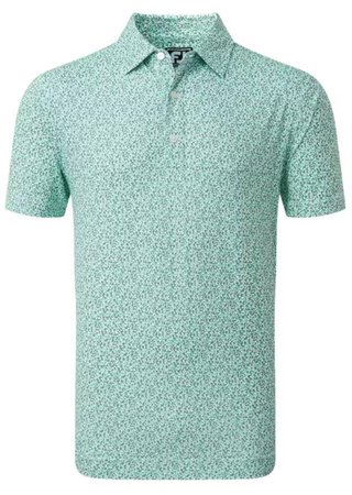 FootJoy Confetti Print Pique Herren Poloshirt, aqua surf