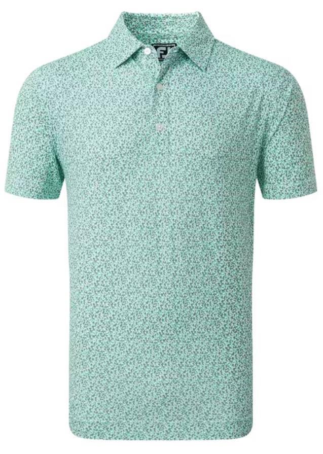 FootJoy Confetti Print Pique Herren Poloshirt, aqua surf