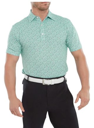 FootJoy Confetti Print Pique Herren Poloshirt, aqua surf