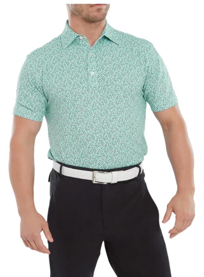 FootJoy Confetti Print Pique Herren Poloshirt, aqua surf