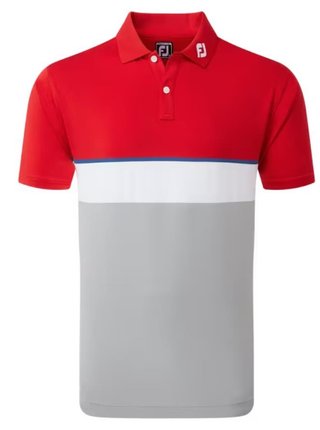 FootJoy Colour Theory Lisle Herren Poloshirt, rot/weiss/grau
