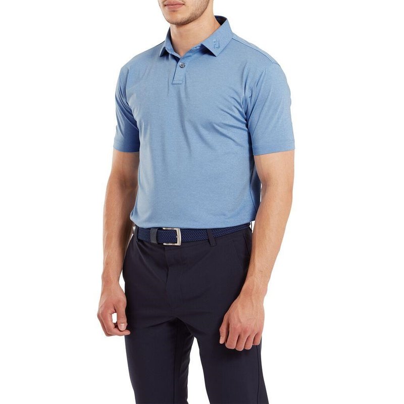 FootJoy Heather Self Collar Lisle Herren Poloshirt, blau