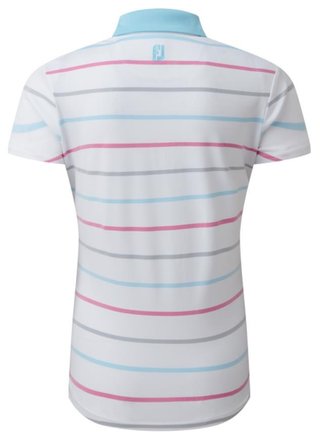 FootJoy Birdseye Stripe Smooth Jacquard Damen Poloshirt, weiss/blau