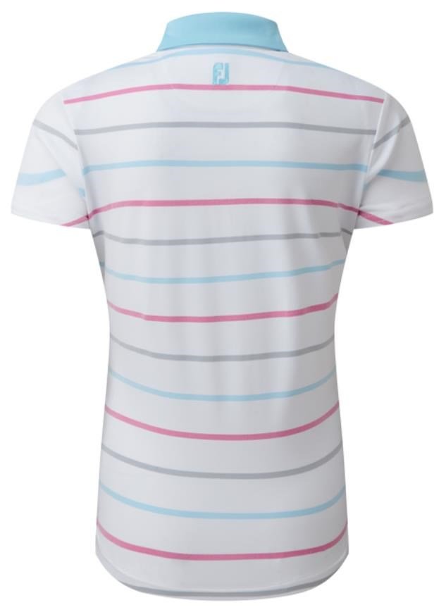 FootJoy Birdseye Stripe Smooth Jacquard Damen Poloshirt, weiss/blau