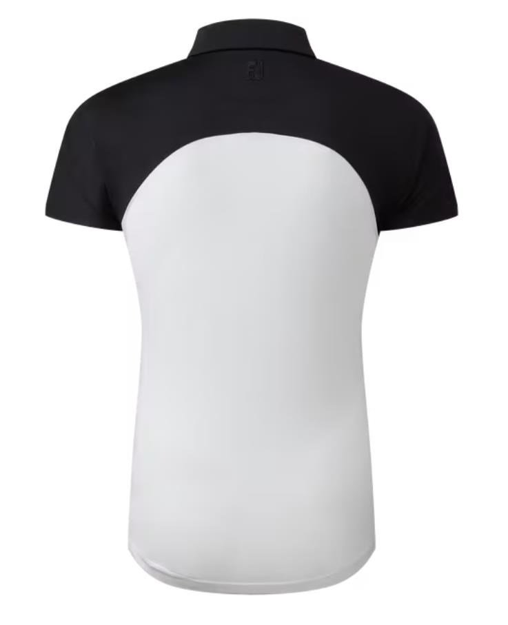 FootJoy Cap Sleeve Colour Block Lisle Damen Poloshirt, schwarz/weiss