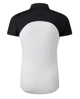 FootJoy Cap Sleeve Colour Block Lisle Damen Poloshirt, schwarz/weiss