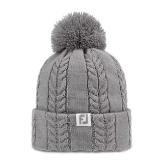 FootJoy Cable Knit Bobble Damen Wintermütze, grau
