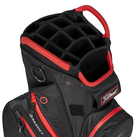 Titleist 14 StaDry Cartbag, schwarz/rot