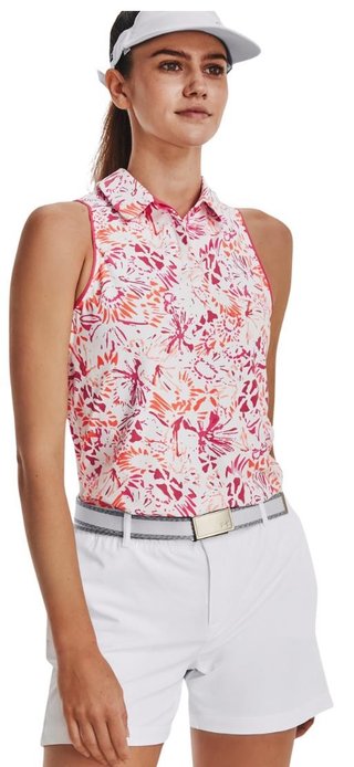 Under Armour Iso-Chill Sleeveless Damen Poloshirt, weiss/rosa