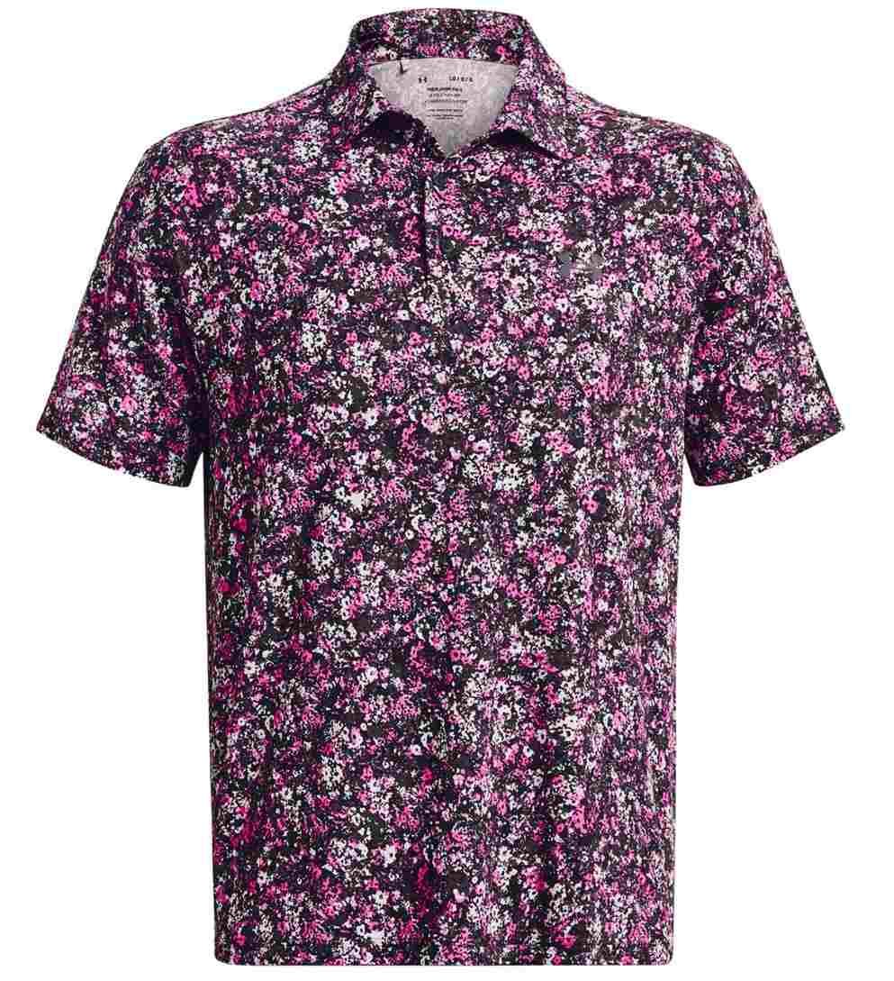 Under Armour Playoff 3.0 Printed Herren Poloshirt, schwarz/rosa