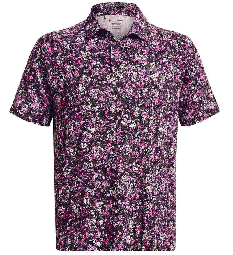 Under Armour Playoff 3.0 Printed Herren Poloshirt, schwarz/rosa
