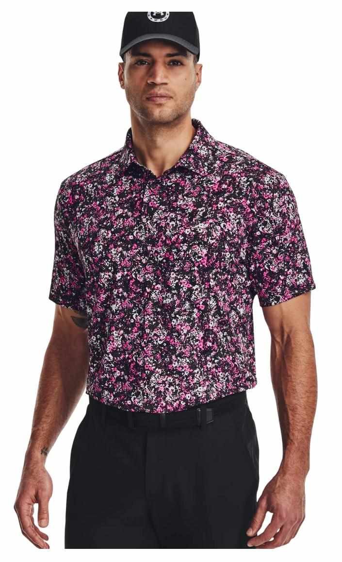 Under Armour Playoff 3.0 Printed Herren Poloshirt, schwarz/rosa