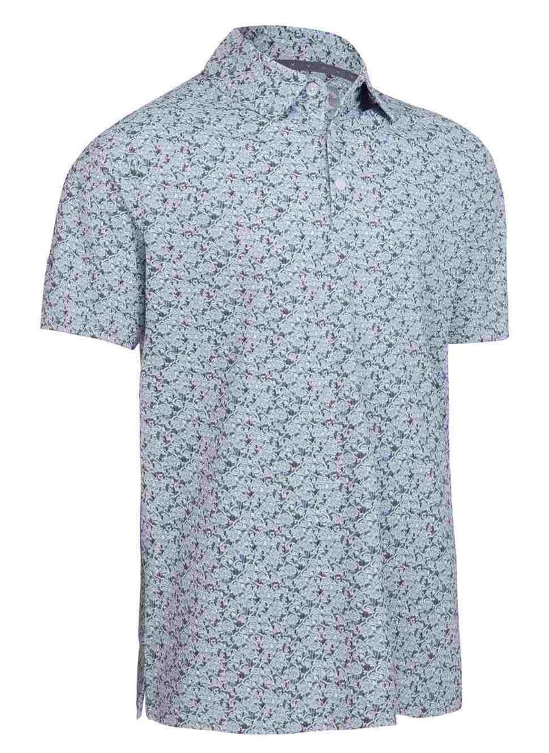 Callaway Allover Flamingo Print Herren Poloshirt, weiss