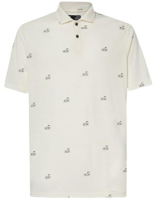 Oakley Golf Flag Pattern Herren Poloshirt, arctic white