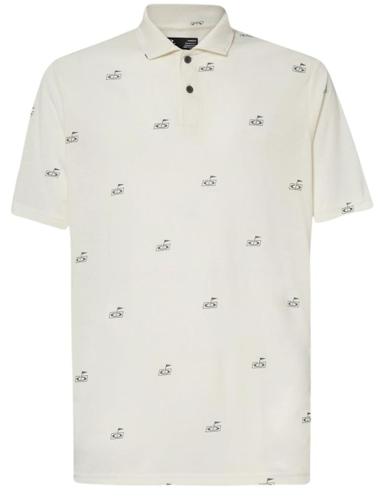 Oakley Golf Flag Pattern Herren Poloshirt, arctic white