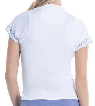Lucky in Love Stripe Damen Poloshirt, weiss