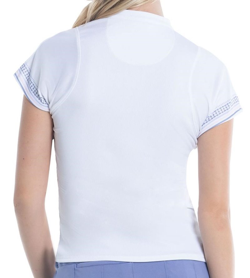 Lucky in Love Stripe Damen Poloshirt, weiss