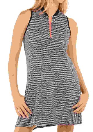 Lucky in Love Thatch Me Later Damen Golfkleid, schwarz/weiss