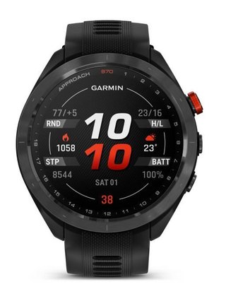 Garmin Approach S70 47mm GPS-Uhr, schwarze Keramiklünette / schwarzes Silikonarmband