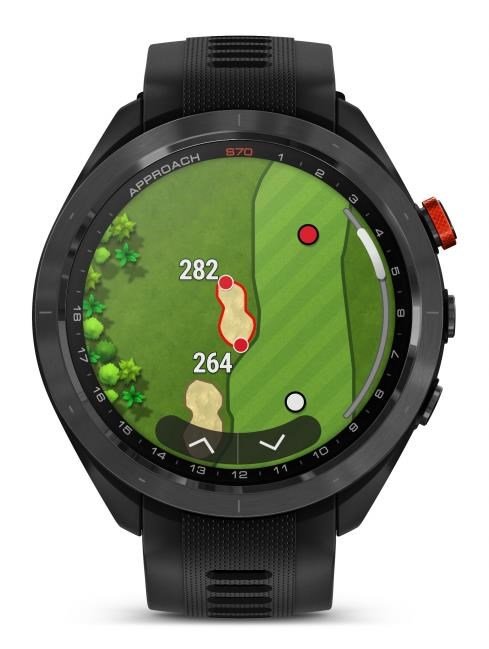 Garmin Approach S70 47mm GPS-Uhr, schwarze Keramiklünette / schwarzes Silikonarmband