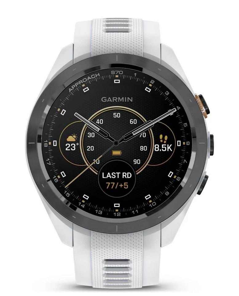 Garmin Approach S70 42mm GPS-Uhr, schwarze Keramiklünette / weißes Silikonarmband