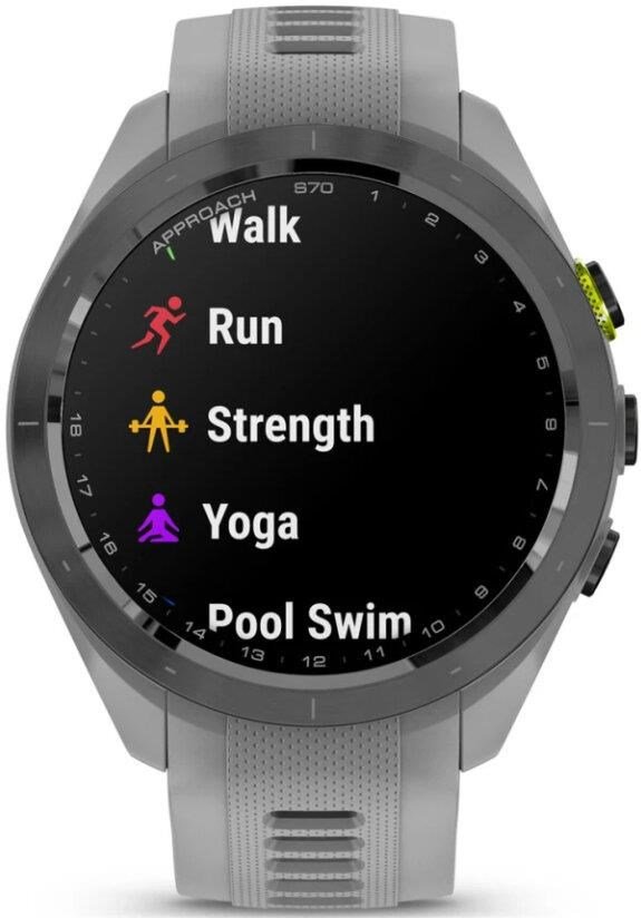 Garmin Approach S70 42 mm GPS-Uhr, Keramiklünette Schwarz/Silikonarmband Pulvergrau