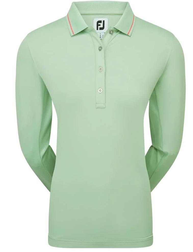 FootJoy Thermal Long Sleeved Damen Poloshirt, sage/peach tipping