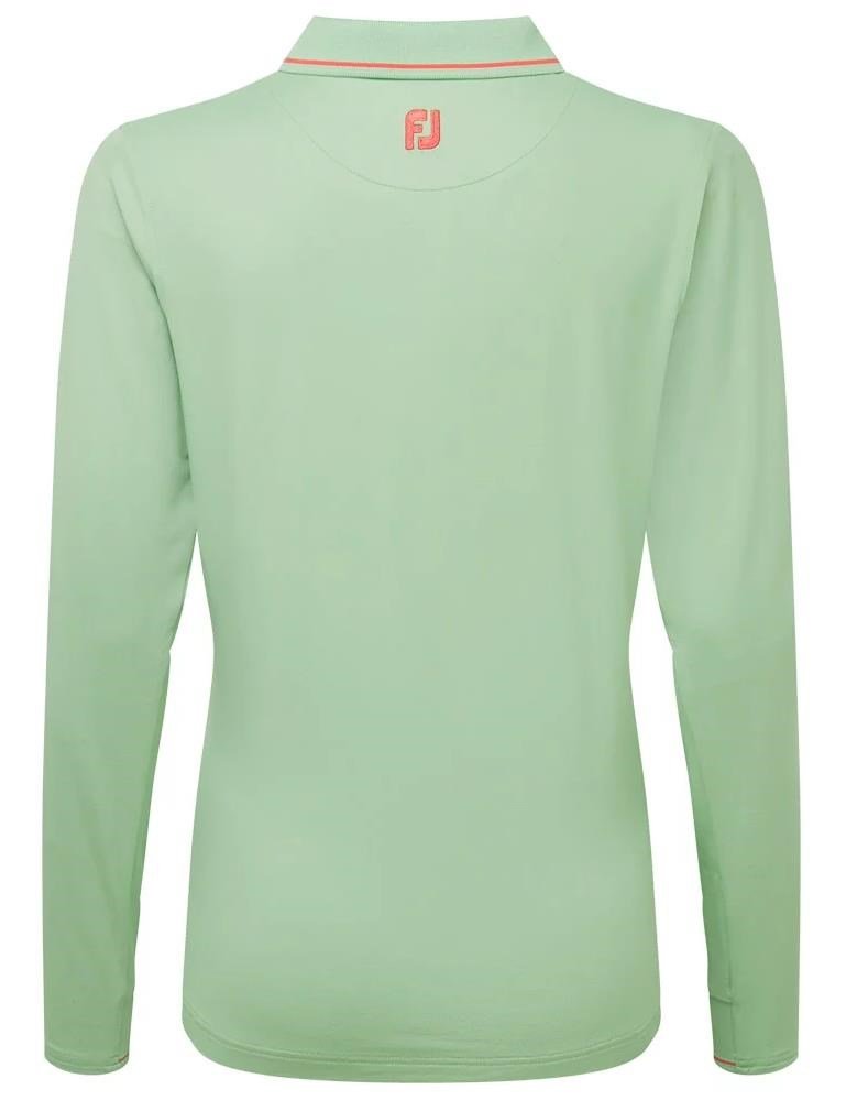 FootJoy Thermal Long Sleeved Damen Poloshirt, sage/peach tipping