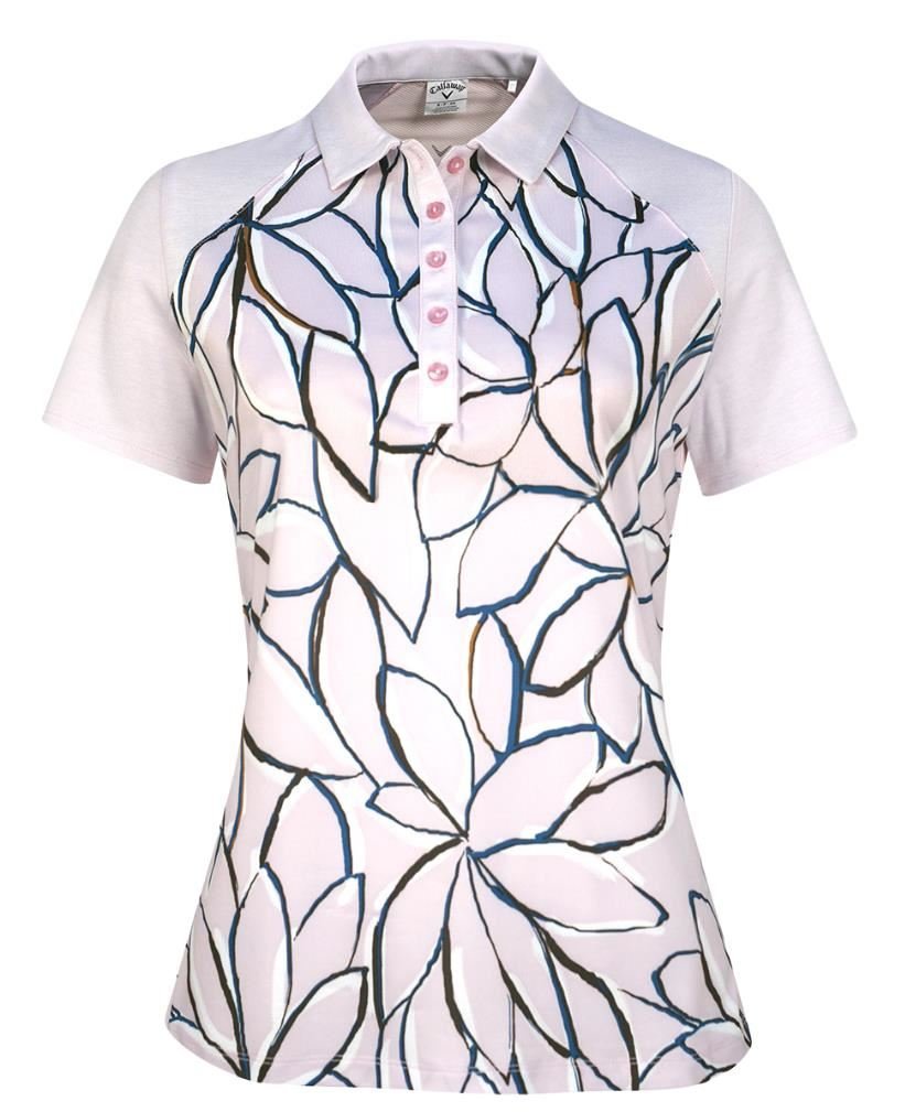 Callaway Linear Floral Damen Poloshirt, pink nectar