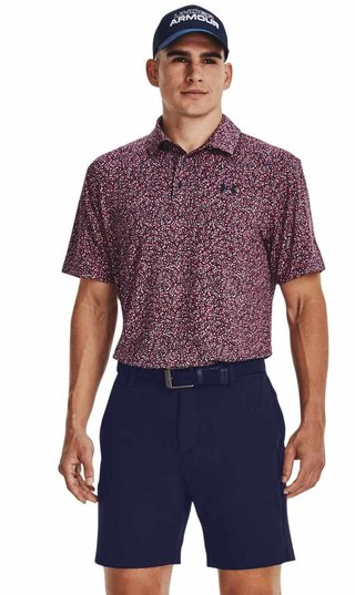 Under Armour Playoff 3.0 Printed Herren Poloshirt, dunkelblau/rot