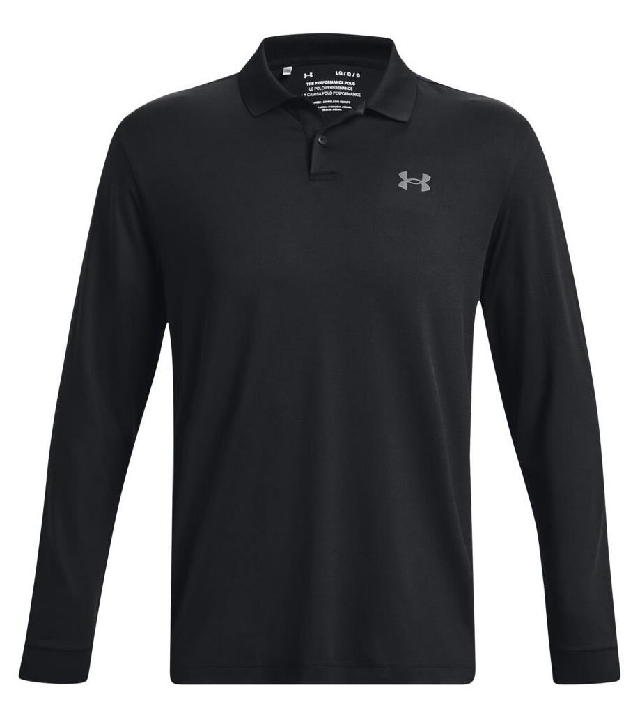 Under Armour Performance 3.0 Herren Langarm-Poloshirt, schwarz