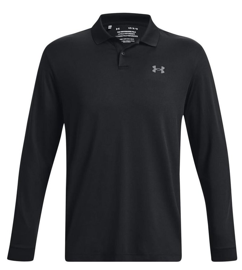 Under Armour Performance 3.0 Herren Langarm-Poloshirt, schwarz