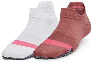 Under Armour Breathe 2 No Show Tab 2pk niedrige Damensocken, Red Fusion