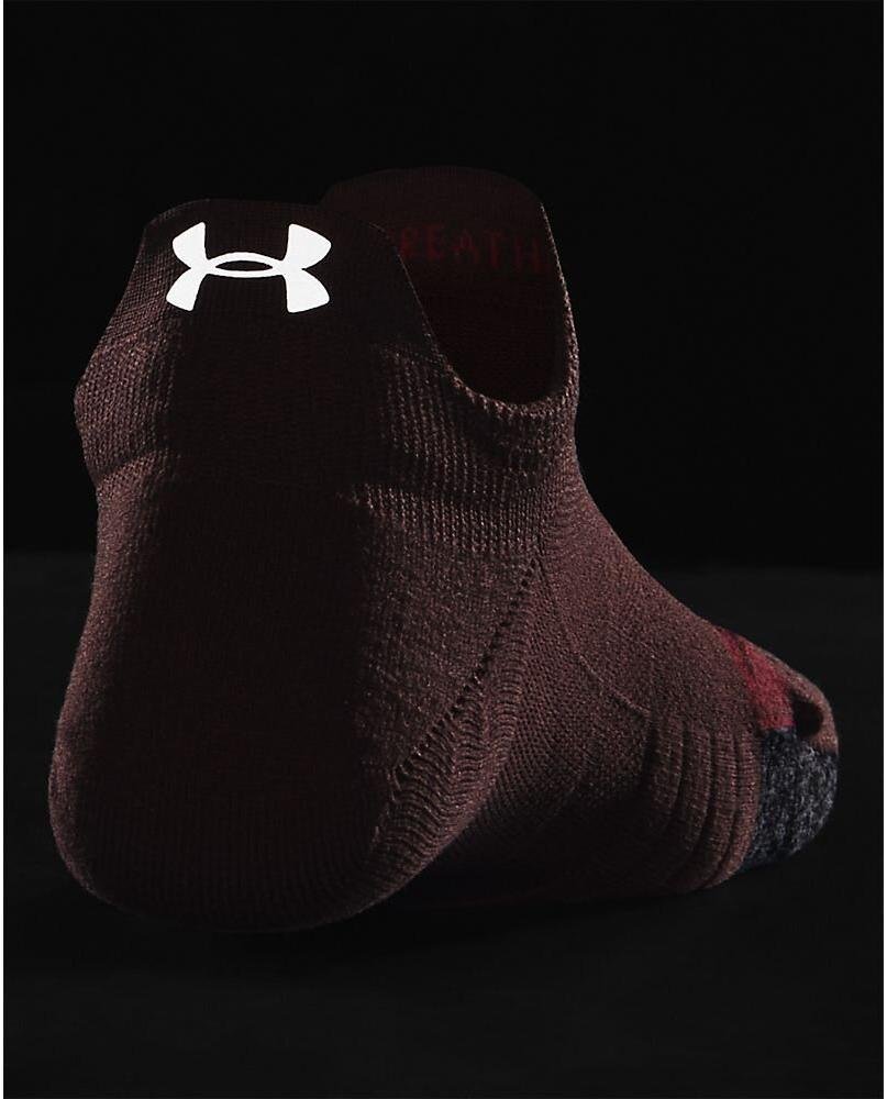 Under Armour Breathe 2 No Show Tab 2pk niedrige Damensocken, Red Fusion