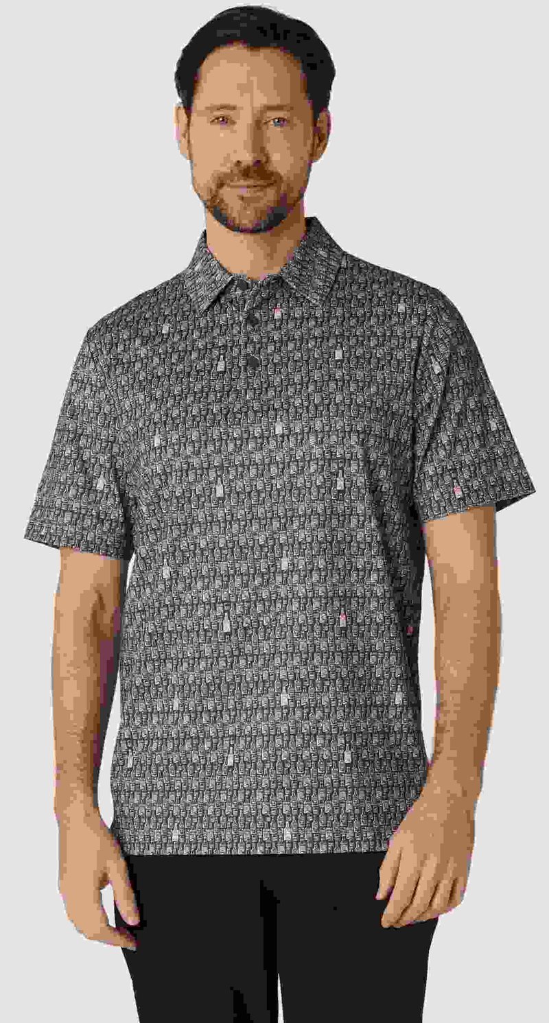 Callaway All-Over Scotch Novelty Print Herren Poloshirt, grau